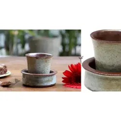 Nakshikathaa | Ceramic Coffee Dabara - Olive Green