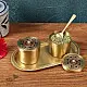 Nakshikathaa ✠ Brass Condiment Jars with Tray & Spoon ( Three Color Options )