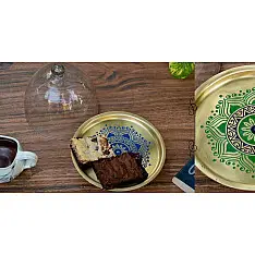 Nakshikathaa ✠ Brass Cake Stand with Glass Cloche ( Three Color Options )