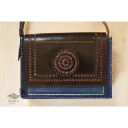 The nomad within me ♠ Kutchi Leather Bags - Blue black punch work sling ♠ 11