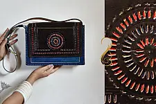 The nomad within me ♠ Kutchi Leather Bags - Blue black punch work sling ♠ 11