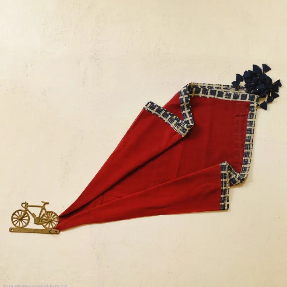 Online Block Printed Pure Cotton Red Scarf