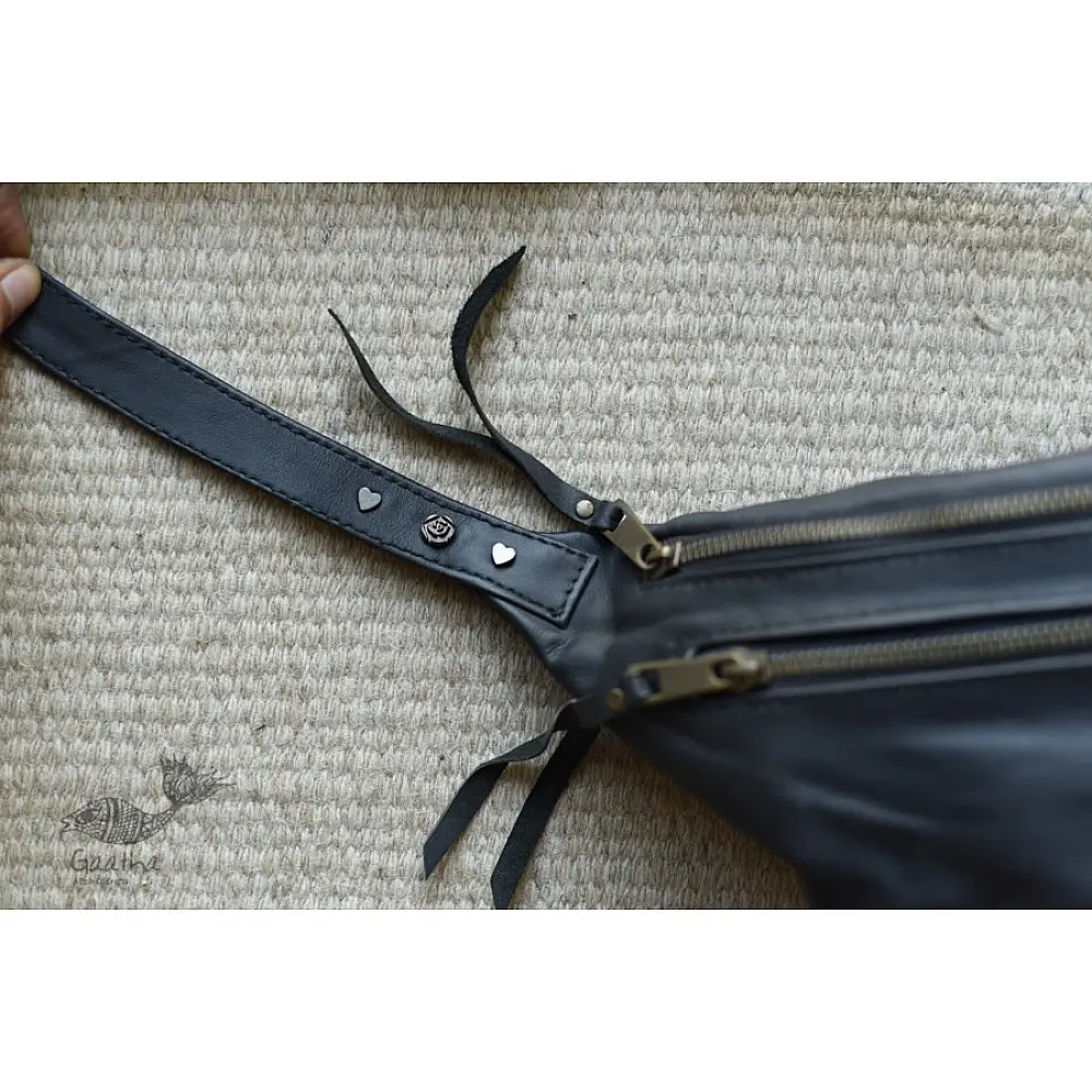 shop Leather Waist Purse - Black