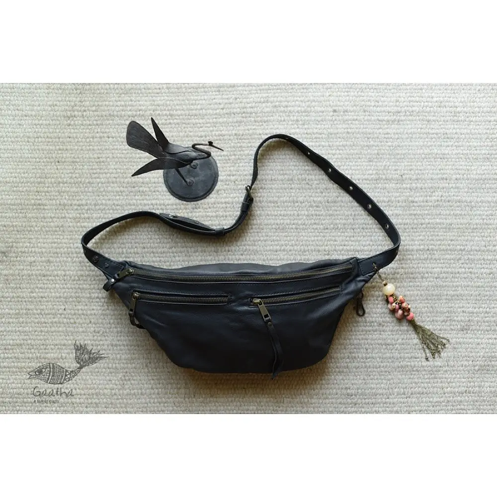 shop Leather Waist Purse - Black
