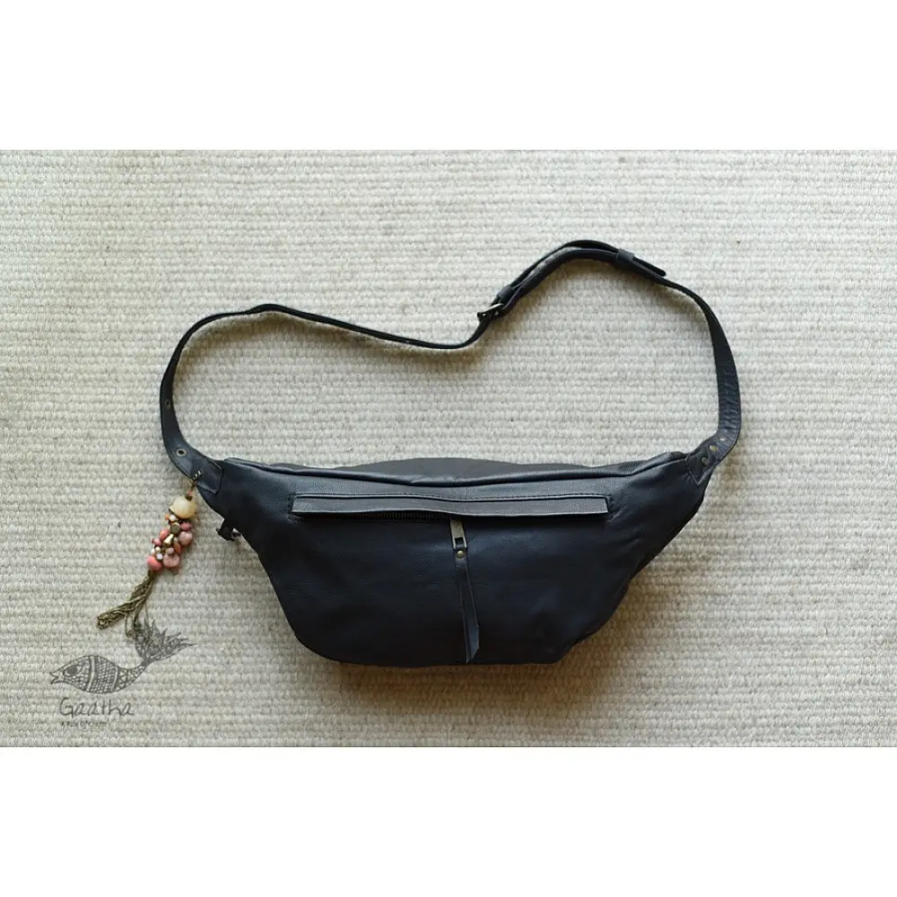shop Leather Waist Purse - Black