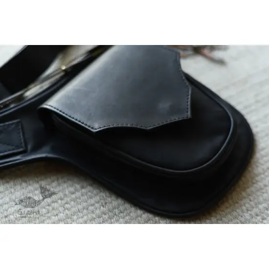 shop Leather Waist Purse in Black Color