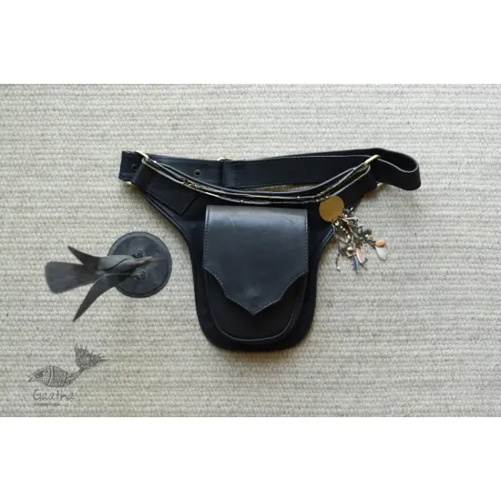 shop Leather Waist Purse in Black Color