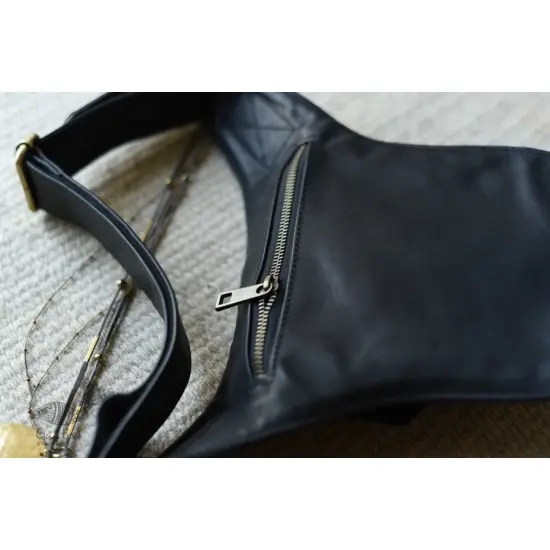 shop Leather Waist Purse in Black Color