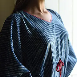 JUNO ~ Block Printed Pure Cotton Kaftan | Indigo JUNO ~ Block Printed Pure Cotton Kaftan | Indigo