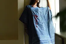 JUNO ~ Block Printed Pure Cotton Kaftan | Indigo