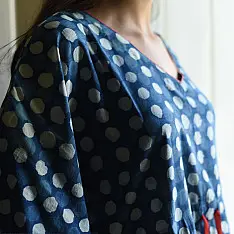 JUNO ~ Handmade Indigo Block Print Cotton Kaftan