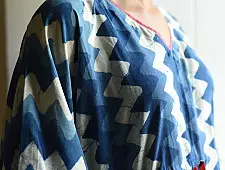 JUNO ~ Dabu Print Indigo Cotton Kaftan for Women