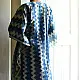 shop Indigo Block Printed Cotton Kaftan
