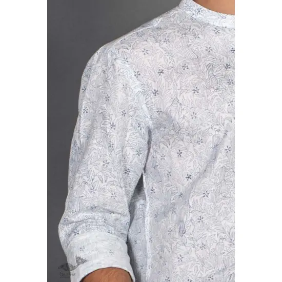 Neem koyal Indigo ● Cotton Block Printed Shirt ● 1