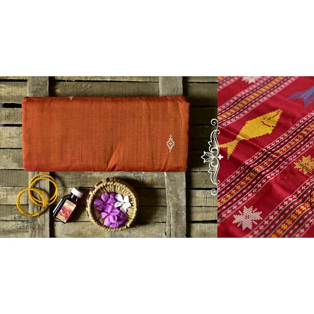 Shop handloom thalapathara orange cotton saree
