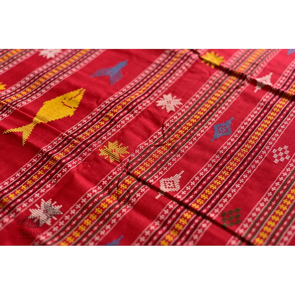 Shop handloom thalapathara orange cotton saree