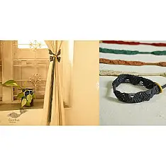 Knotted ▣ Dash and Diamond Double Length Hand-Knotted Curtain Tie-back (Set of 2)
