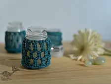 Once & Again ▣ Hand-Knotted Candle Jar ▣ Sapphire Blue (Three Design Options) 