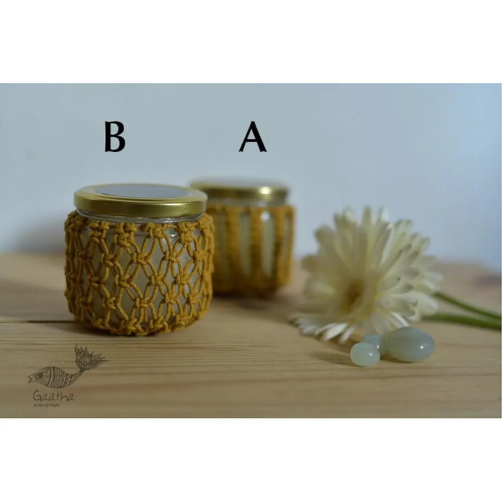 Hand knotted Candle Jar - Big