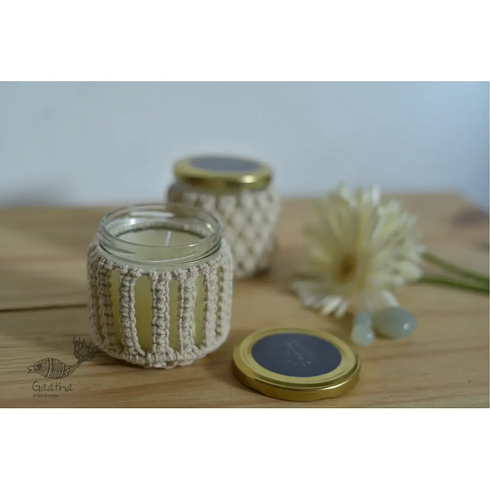 Hand knotted Candle Jar - Big
