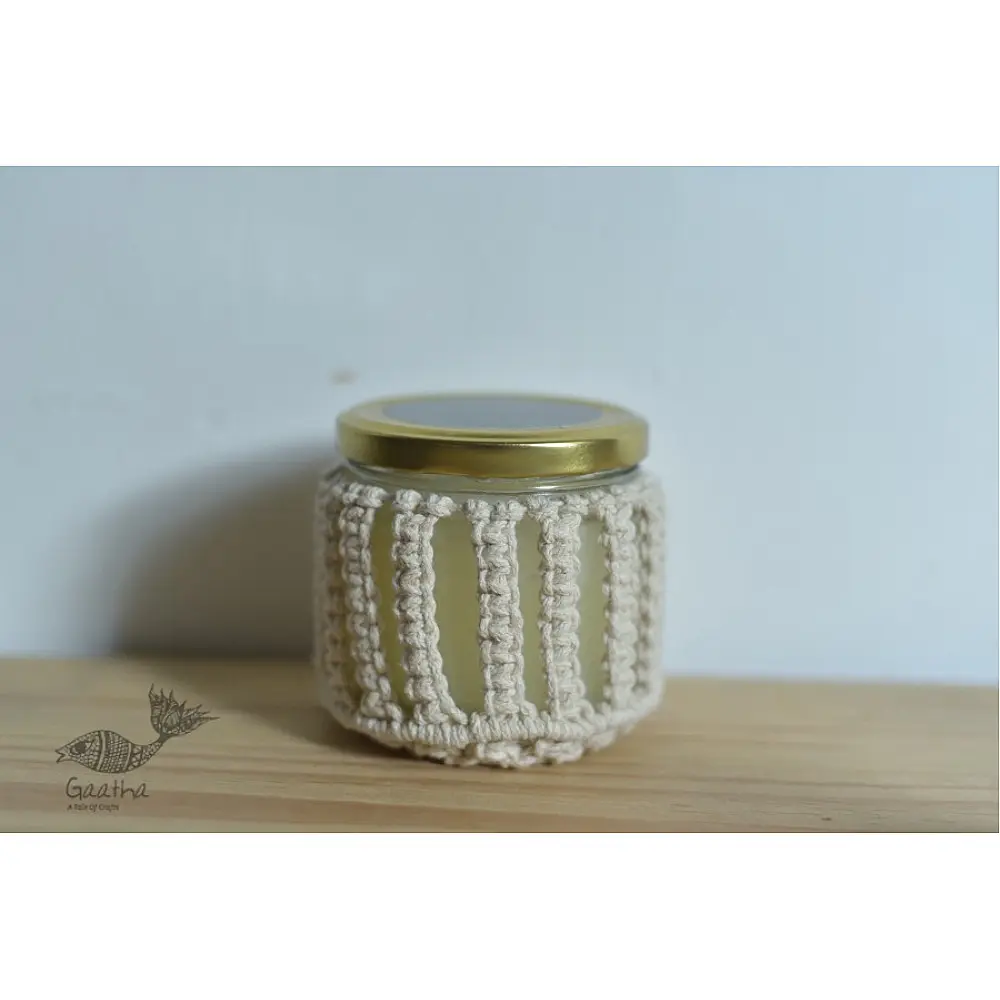 Hand knotted Candle Jar with Coaster