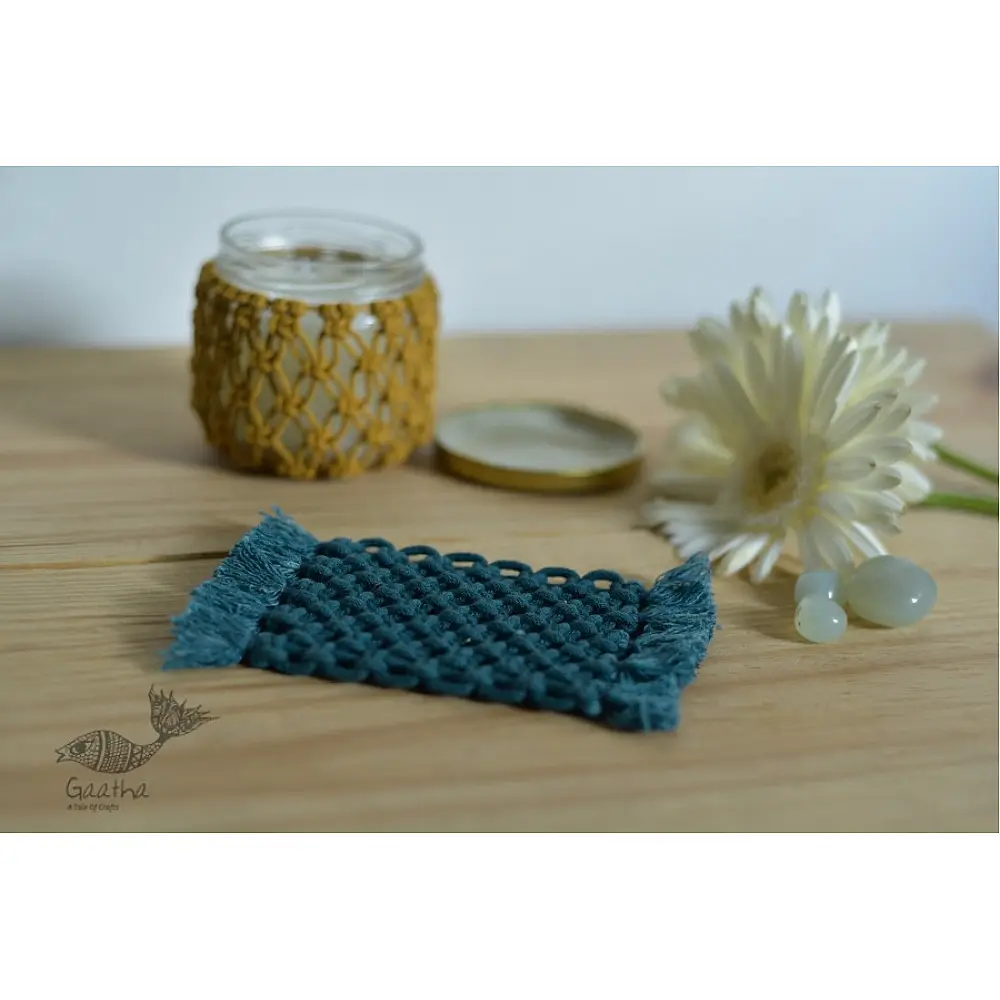 Hand knotted Candle Jar with Coaster