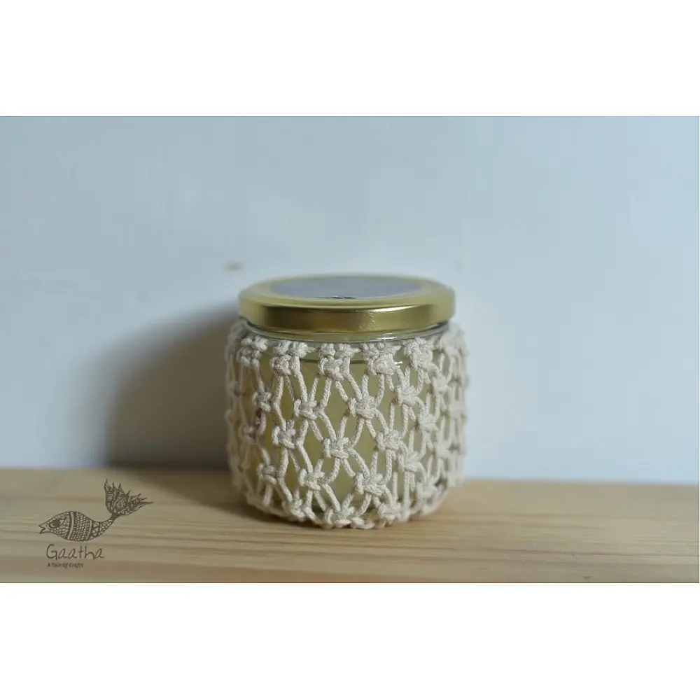 Hand knotted Candle Jar with Coaster