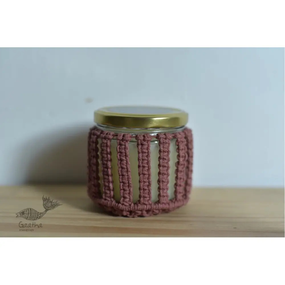 Hand knotted Candle Jar with Coaster