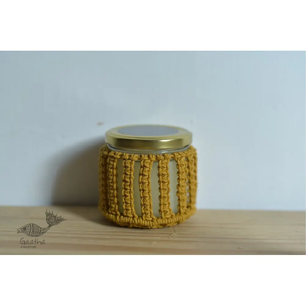 Hand knotted Candle Jar with Coaster
