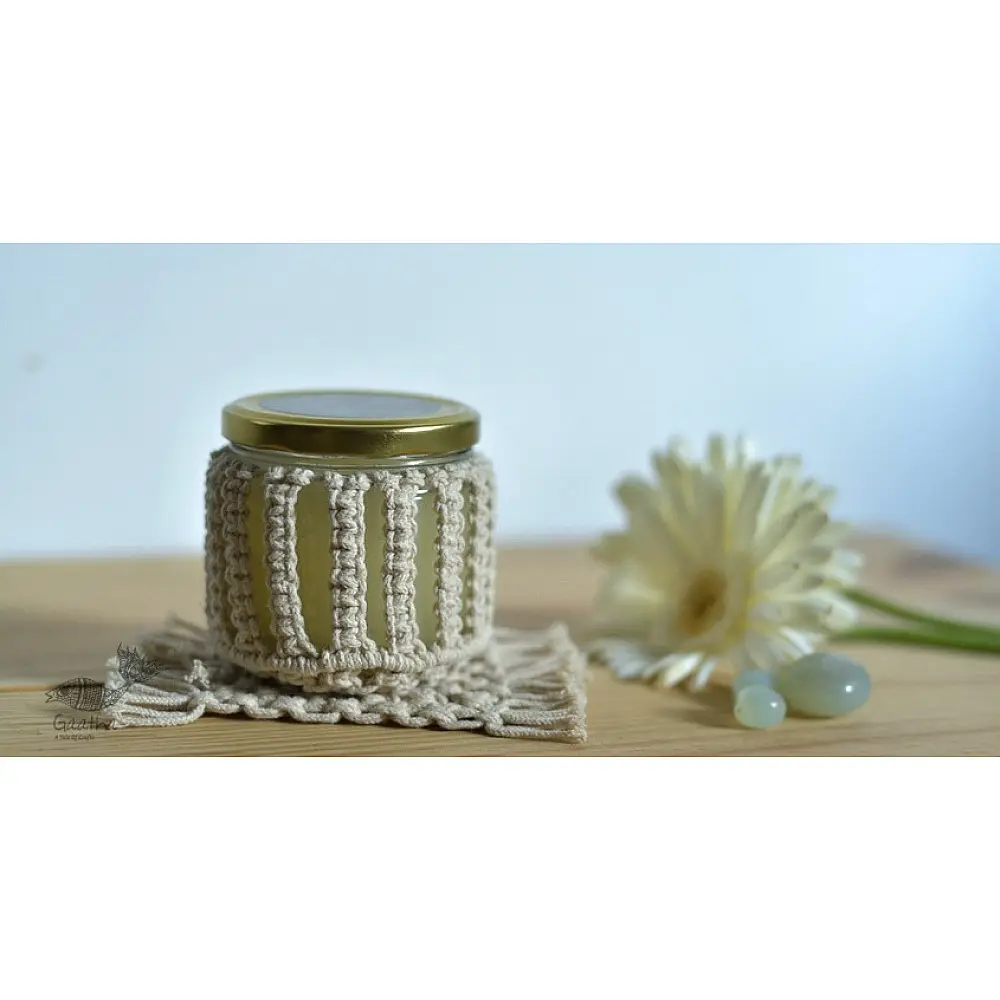Hand knotted Candle Jar with Coaster