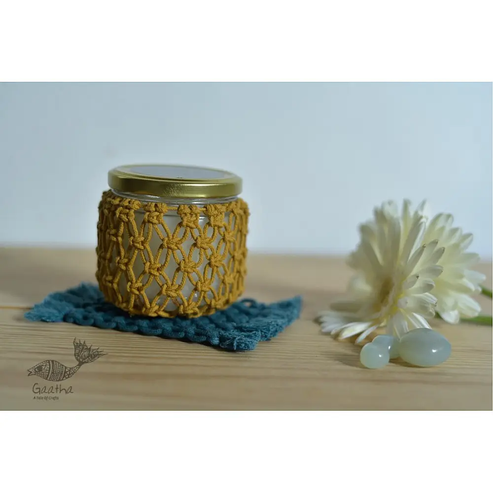 Hand knotted Candle Jar with Coaster