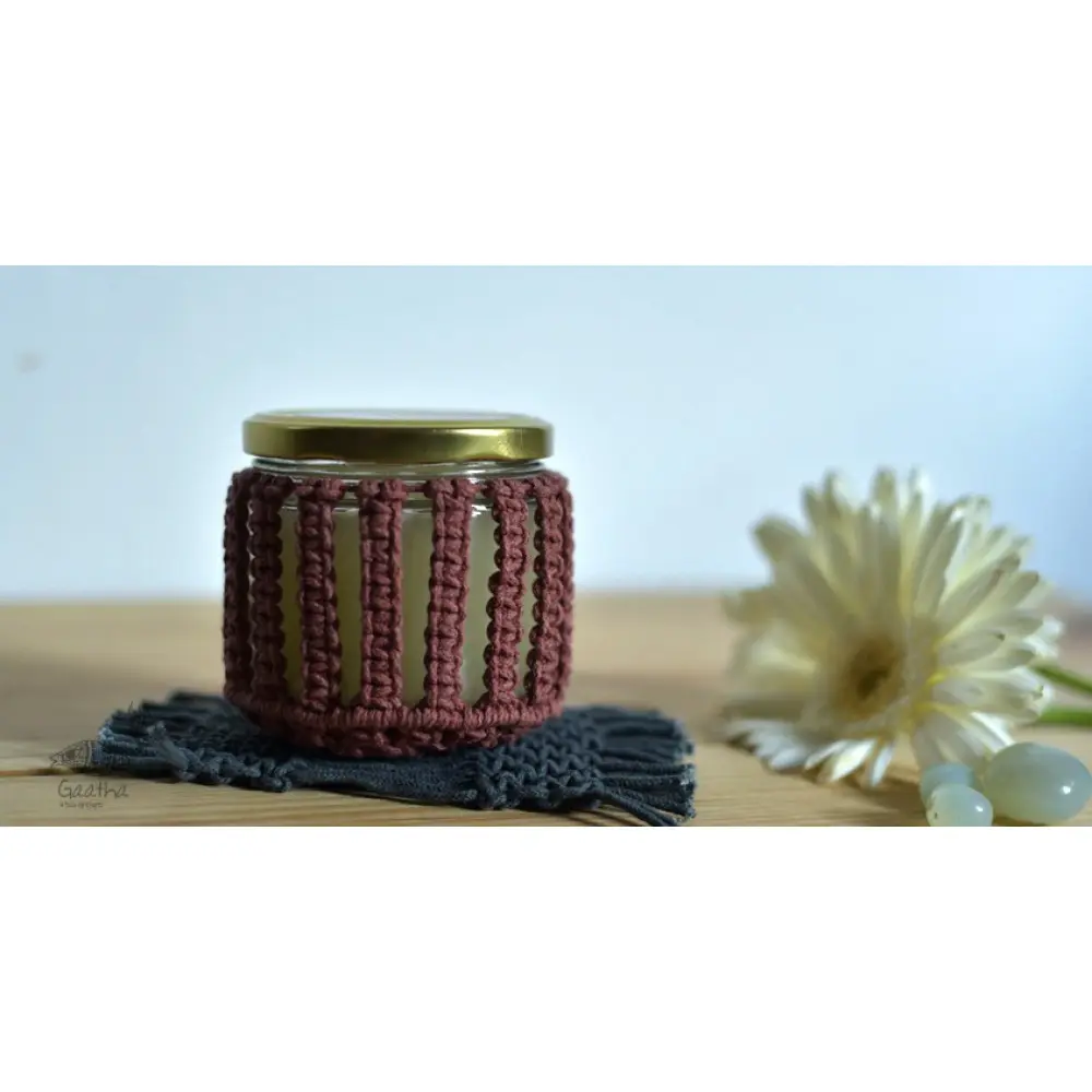 Hand knotted Candle Jar with Coaster