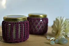 Once & Again ▣ Hand-Knotted Candle Jar ▣ Burgandy (Two Design Options) 