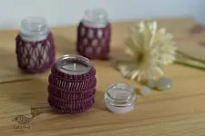 Once & Again  ▣ Hand-Knotted Candle Jar ▣ Burgundy (Three Design Options) 