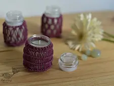 Once & Again  ▣ Hand-Knotted Candle Jar ▣ Burgundy (Three Design Options) 