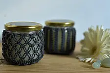 Once & Again ▣ Hand-Knotted Candle Jar ▣ Granite Blue (Two Design Options) 