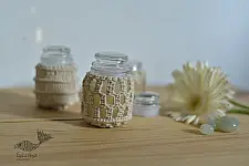 Once & Again ▣ Hand-Knotted Candle Jar ▣ Ivory White (Three Design Options)