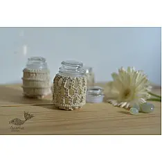 Once & Again ▣ Hand-Knotted Candle Jar ▣ Ivory White (Three Design Options)