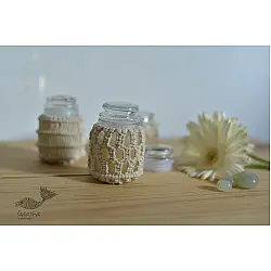 Once & Again ▣ Hand-Knotted Candle Jar ▣ Ivory White (Three Design Options)