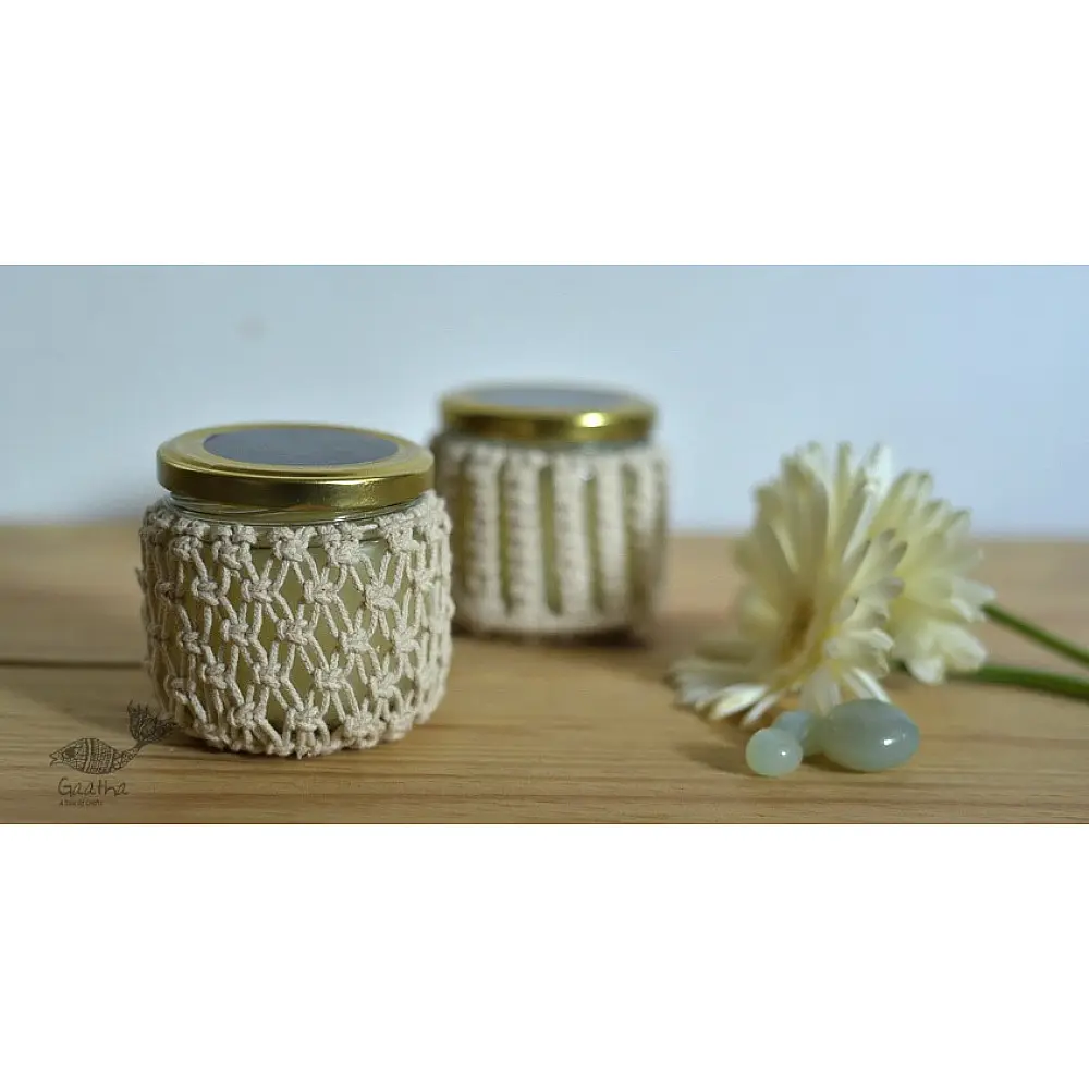 Hand knotted Candle Jar - Big