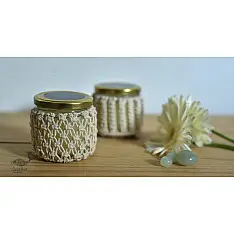 Once & Again ▣ Hand-Knotted Candle Jar ▣ Ivory White (Two Design Options) 
