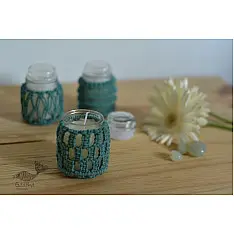 Once & Again ▣ Hand-Knotted Candle Jar ▣ Mint Green (Three Design Options) 