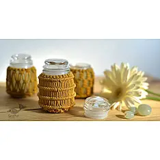 Once & Again ▣ Hand-Knotted Candle Jar ▣ Mustard Yellow (Three Design Options) 