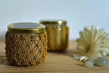 Once & Again ▣ Hand-Knotted Candle Jar ▣ Mustard Yellow (Two Design Options) 