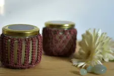 Once & Again ▣ Hand-Knotted Candle Jar ▣ Rose Pink (Two Design Options) 