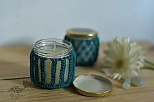 Once & Again ▣ Hand-Knotted Candle Jar ▣ Sapphire Blue (Two Design Options) 