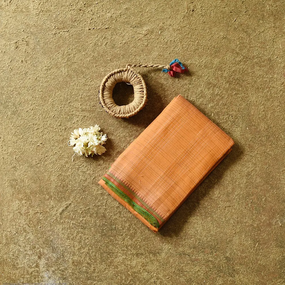 Handwoven Cotton Orange saree