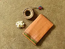 Iravati | Narayanpet Handwoven Cotton Checks Saree | Orange