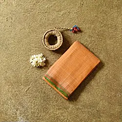 Iravati | Narayanpet Handwoven Cotton Checks Saree | Orange