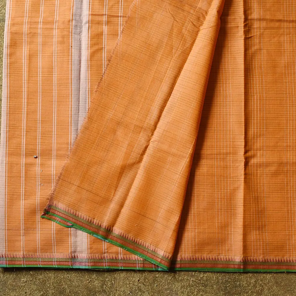 Handwoven Cotton Orange saree